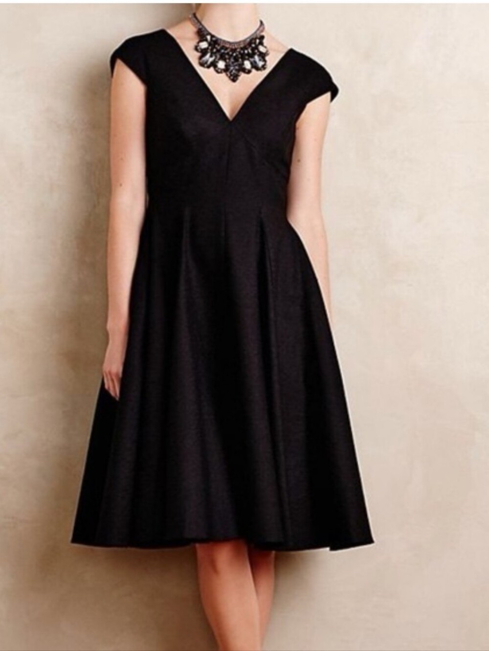 Peter Som NWT Made In Kind Fit & Flare Black Silk Blend Dress Size 12